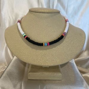 Black+white polymer clay necklace